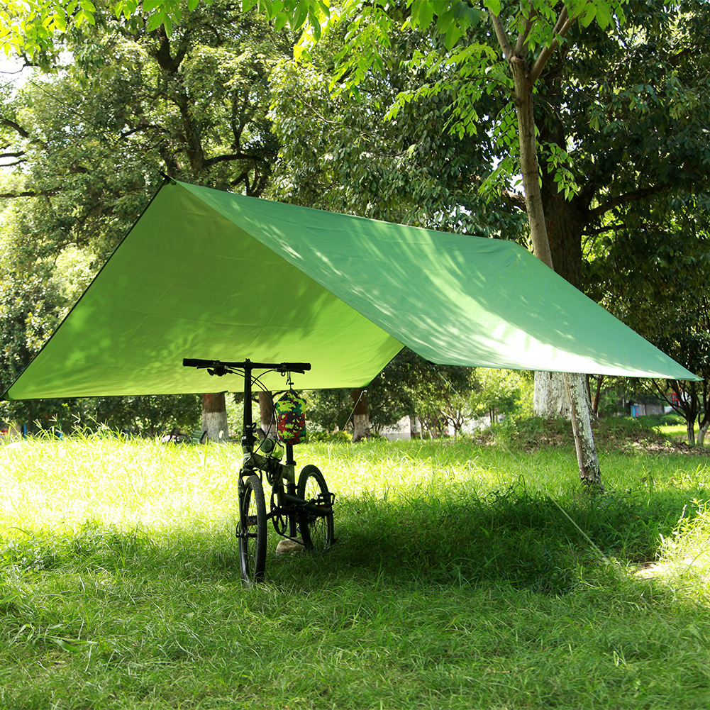 Silverbeläggning vattentät hängmatta markis tält tarp strand camping bärbar pergola solskydd utomhus: Grön