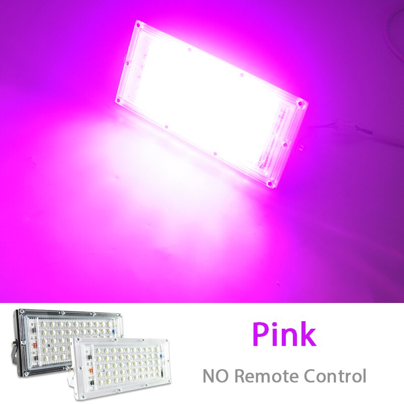 LED Floodlight 50W Flood Light cold warm Red Green Blue AC 220V 2835 SMD chip LED street Lamp waterproof IP65 outdoor Lighting: PINK / 50W Black Shell