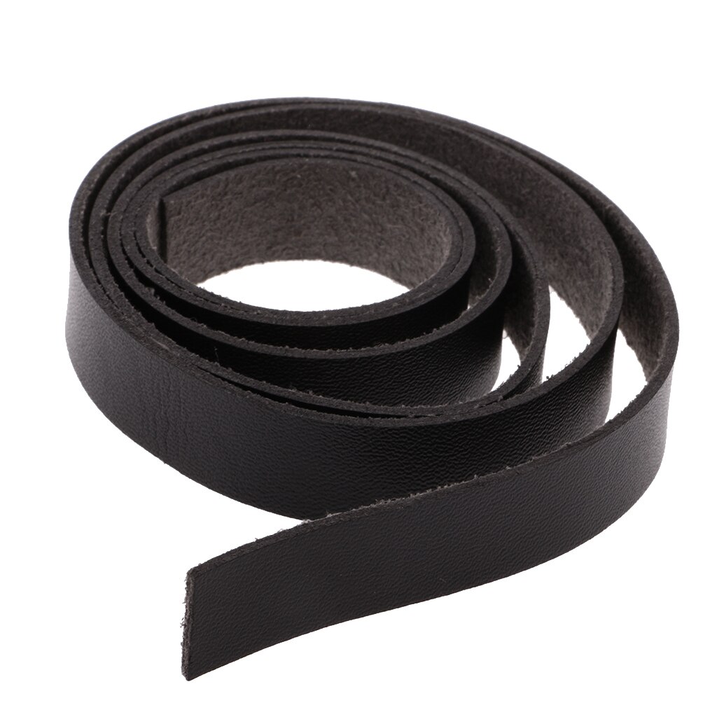 2 metros Cordón de cuero plano correas de cuero cordones de cuero DIY artesanía cinta cintas: Black