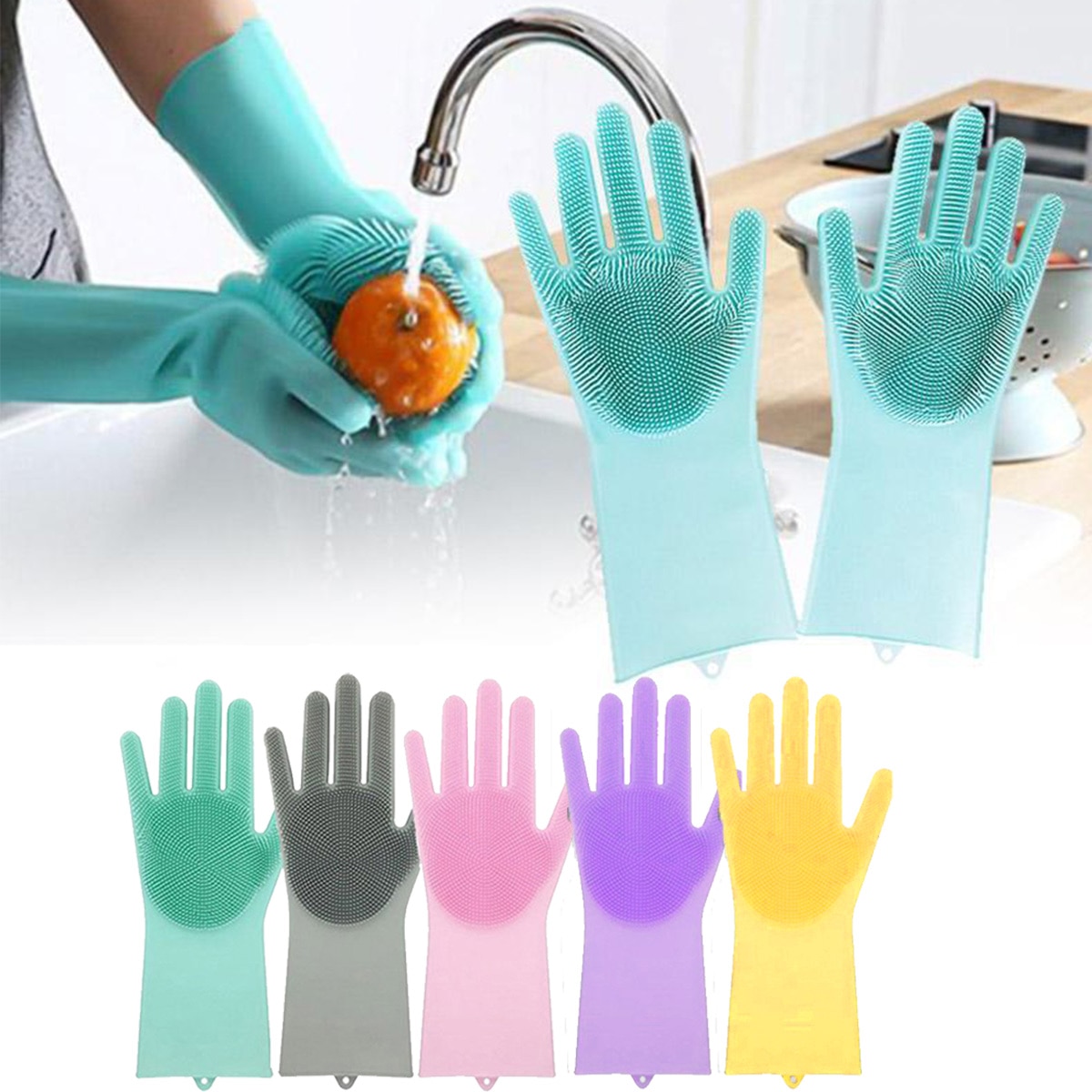 Magic Silicone Afwassen Handschoenen Keuken Schoonmaken Schotel Wassen Borstels Rubber Scrub Handschoenen Food Grade Cleaning Tools