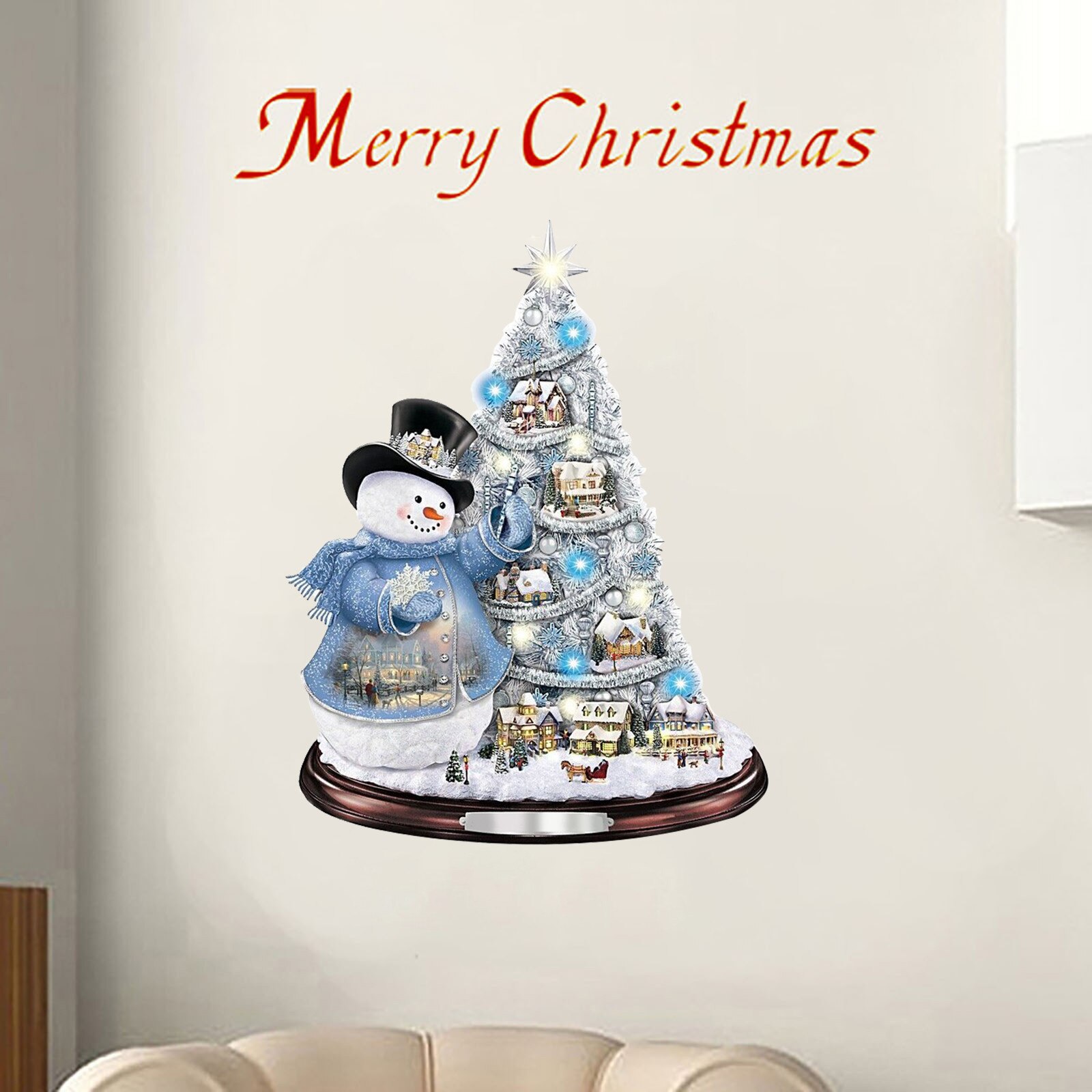 Christmas Village Wreath Decorations Paste Window Paste Stickers Party Year Window Decoration Новогодние Украшения: Q