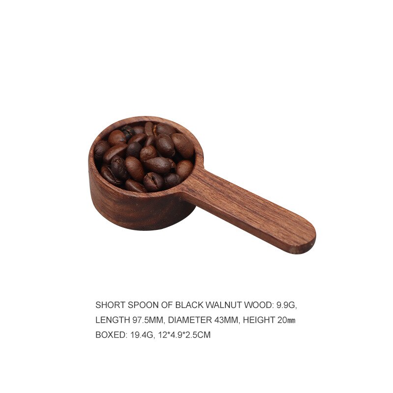 Wooden measuring spoon set kitchen measuring spoon tea coffee spoon sugar spice measuring spoon copper coffee spoon: Short