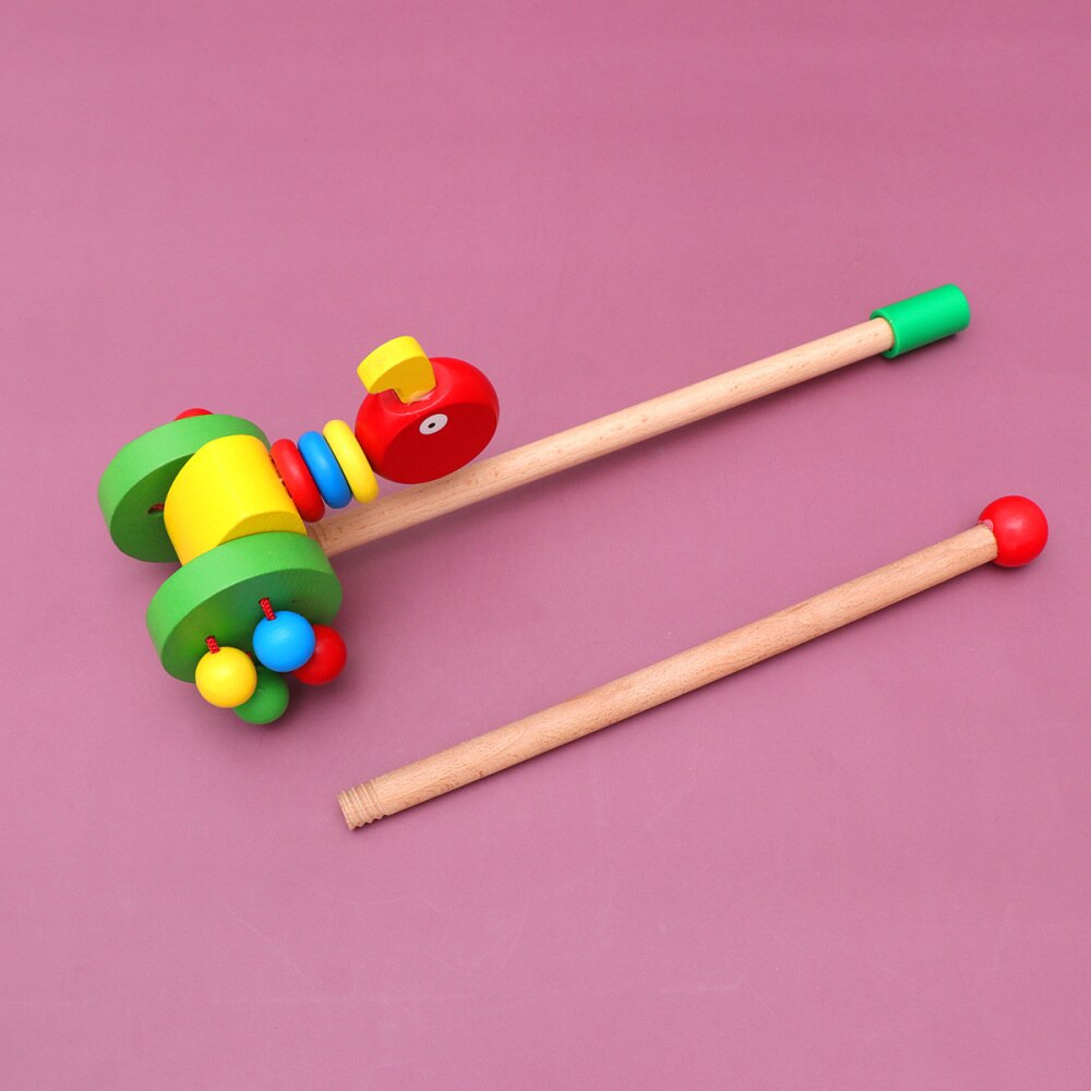 Baby skubbevogn legetøj tegneserie dyrevogne legetøj baby rullator trævogne legetøj skubbestang vogn legetøj (frø): Buet mundand