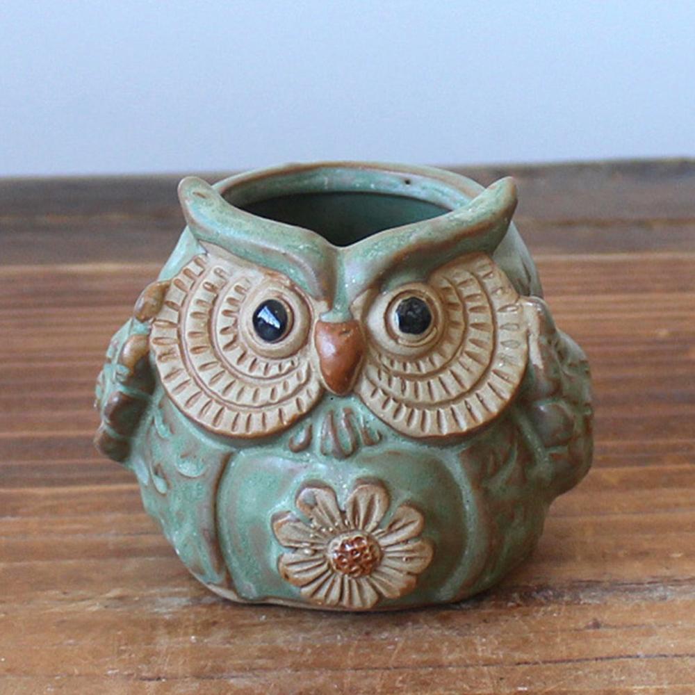 Cartoon Owl-shaped Flower Pot For Succulents Plants Ceramic Small Mini Home Office Garden Fleshy Plants Terrarium Decorations
