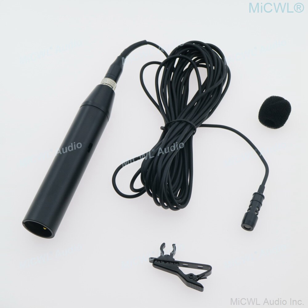 MiCWL R8 Phantom Power XLR Lavalier Microphones 10m Wire Lapel Mic For Sennheiser ew Wireless BeltPack 3.5mm to 3Pin Adapter: green