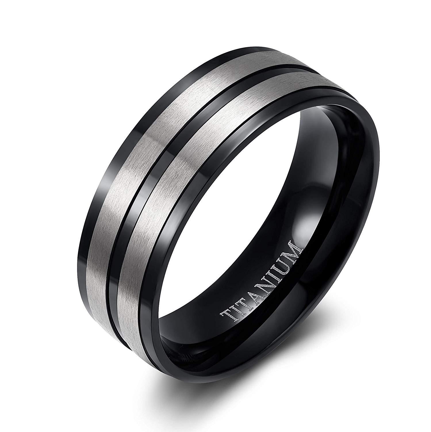 Tigrade Titan Ringe für Männer 8mm Matte Schwarz Engagement Hochzeit Band für Männliche Komfort Fit Plus Größe 5- größe 14 anillos hombre: 5