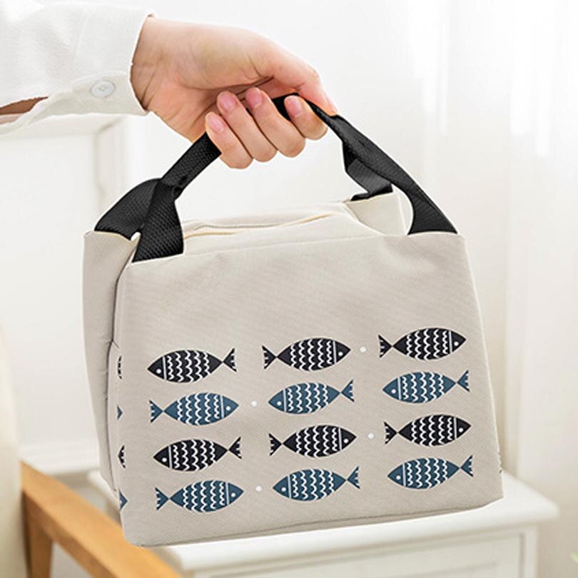 Värmeisolerad lunchlåda tote svalare handväska bento påse middag behållare skolmat förvaringsväskor bärbar lunchpåse: Ljusgrå