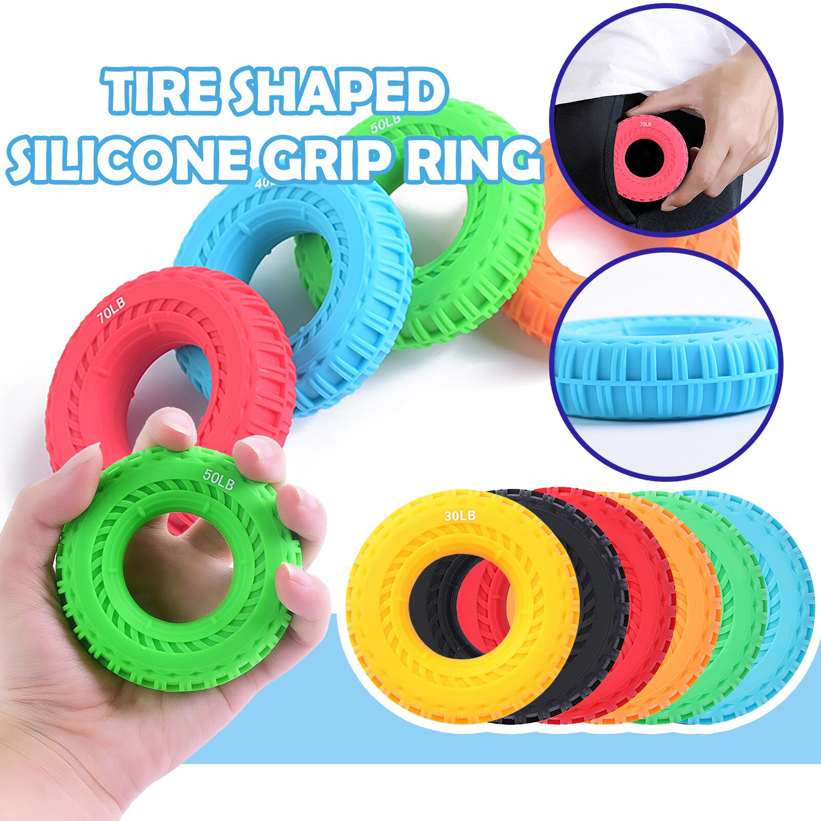 Adjustable Silicone Hand Grip 20-80lb Grip Ring Finger Forearm Trainer Carpal Expander Muscle Exercise Adult Anti Fidget Toy #Z