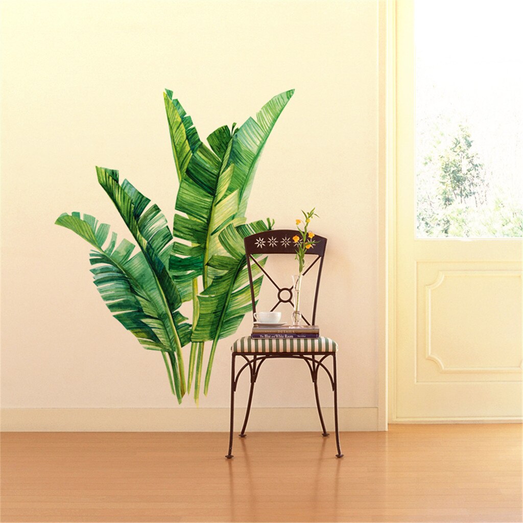 Nordic Green Plant Wall Stickers Home Decor Living Room Tropical Rainforest Palm Leaves Decal Wall Mural Children Room Wallpaper