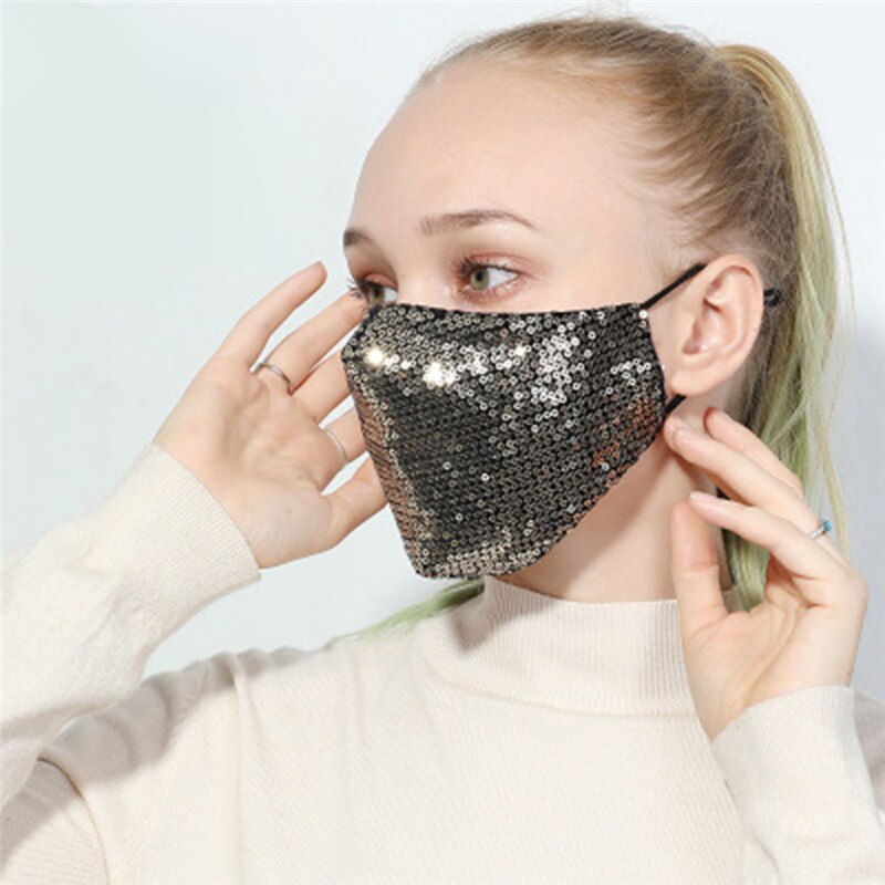 Cubiertas faciales de lentejuelas Unisex, cubierta lavable reutilizable, transpirable, a prueba de polvo, suministros de protección al aire libre