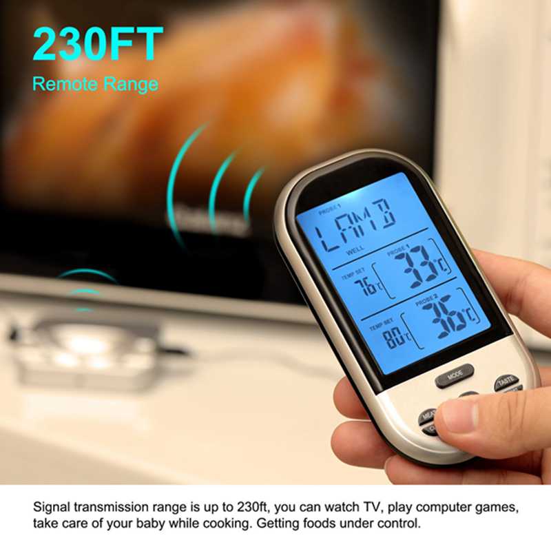 Wireless Remote Digital Cooking Food Meat Thermometer Instant Read with Oven Probe for Oven and Dual Probes for Kitchen Smoker G