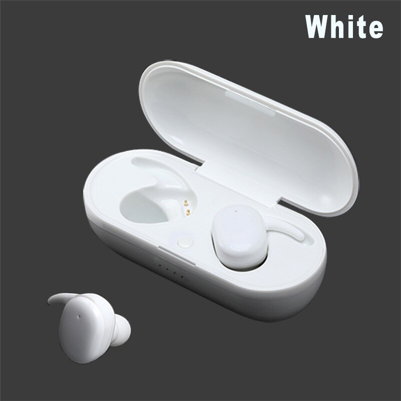 Bluetooth Oortelefoon V5.0 Tws Touch Control Stereo Draadloze Hoofdtelefoon Mini Headset: WHITE