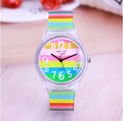 Regenboogstreep dames willis mini horloges hars tafel waterdichte dames tafel regenbogen horloges: 2