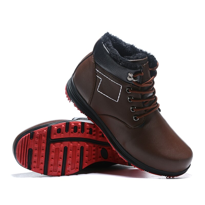 Golf Shoes Men Waterproof Leather Golf Shoes Warm Fur Man Sports Shoes High Top Golf Trainers for Mens Walking Shoe