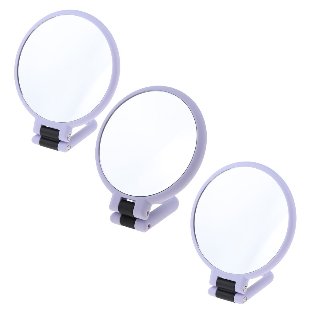 Double Sided Magnification Hand Held Makeup Mirror with Stand, Women Travel
