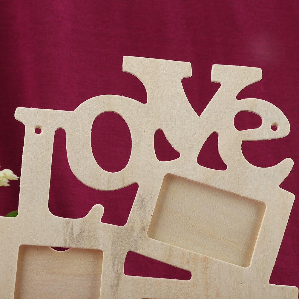 3 in 1 White Hollow Love Wooden Family Picture Photo Frame DIY Art Decor Frame Hollow Love