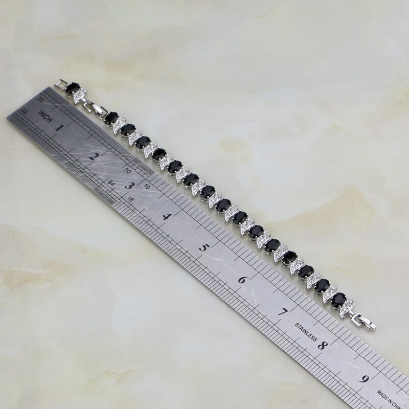 925 Sterling Zilveren Armband Zwarte Zirconia Wit CZ Link Chain Charm Armband Voor Vrouwen