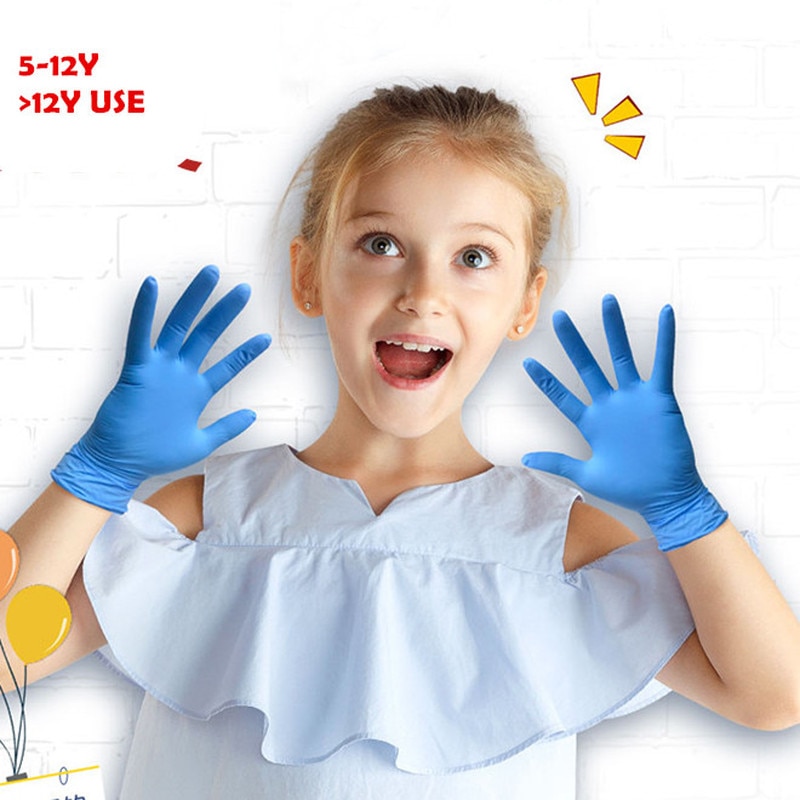 Gants de sécurité jetables universels en Latex/Nitrile, bleus, pour enfants, 1, 6, 10 ou 20 pièces, pour main droite et gauche