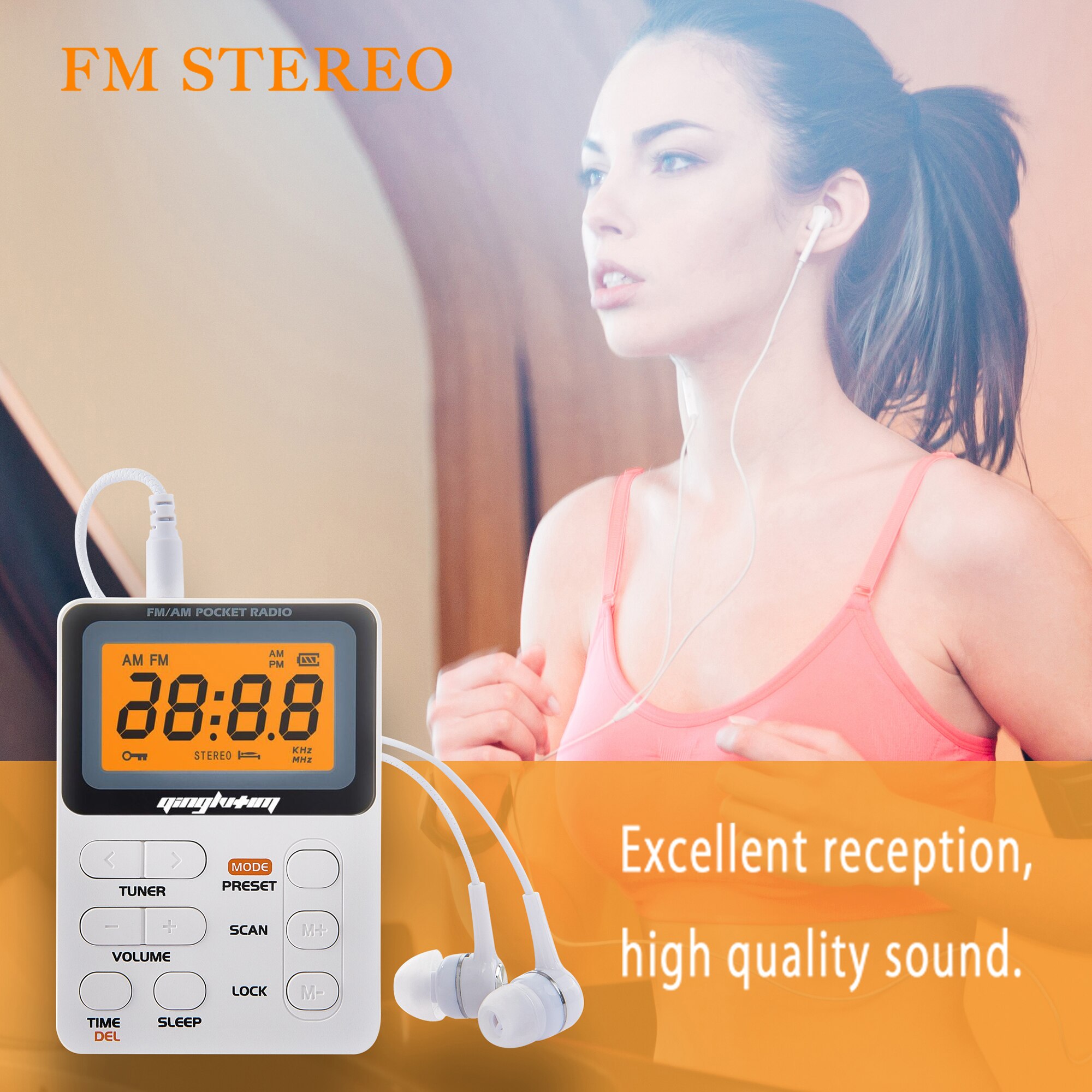 Mini FM/AM Radio Portable Pocket Radio with LED Display 3.5mm Earphone Support Manual/Auto Save Station 9K/10K Receiver