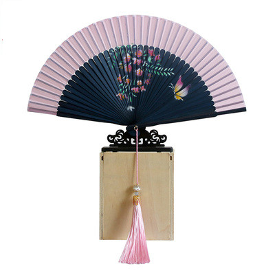 Abanico de baile Para mujer, ventilador de seda de bambú, Cheongsam chino, Hanfu, clásico, portátil, Para Boda, Verano