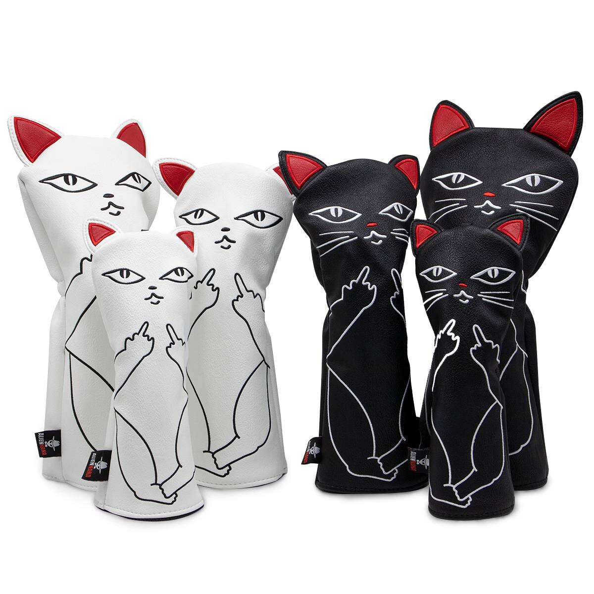 Golf Club Headcover Set Aliennana Zwart Leuke Cool Cat 1 Hout Driver Head Cover Fairway Golf Headcvoer Hybird 3 Stks/set