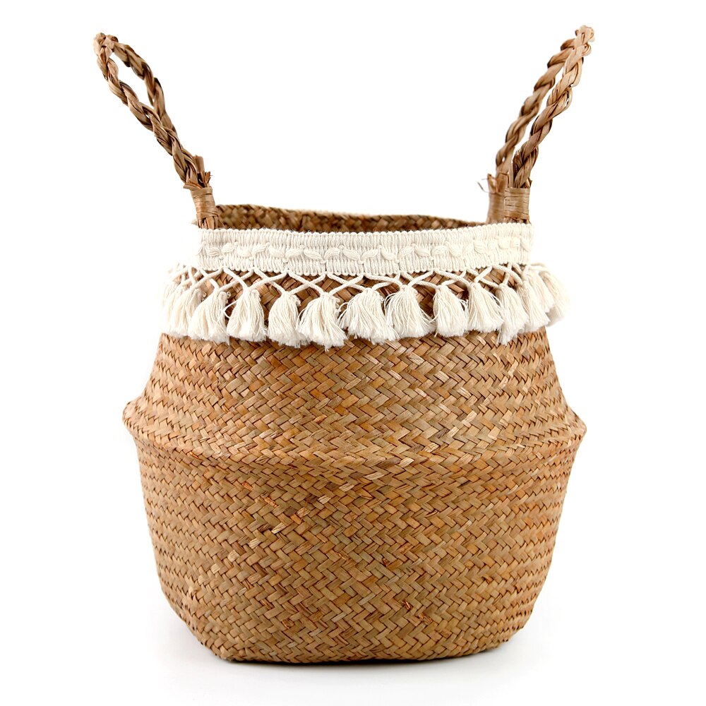 Flet kurv hængende plante kurve have blomstervase potte sammenfoldelig krukke med håndtag opbevaringskurv arrangør vasketøjskurv: Grøn / 27 cm x 23cm