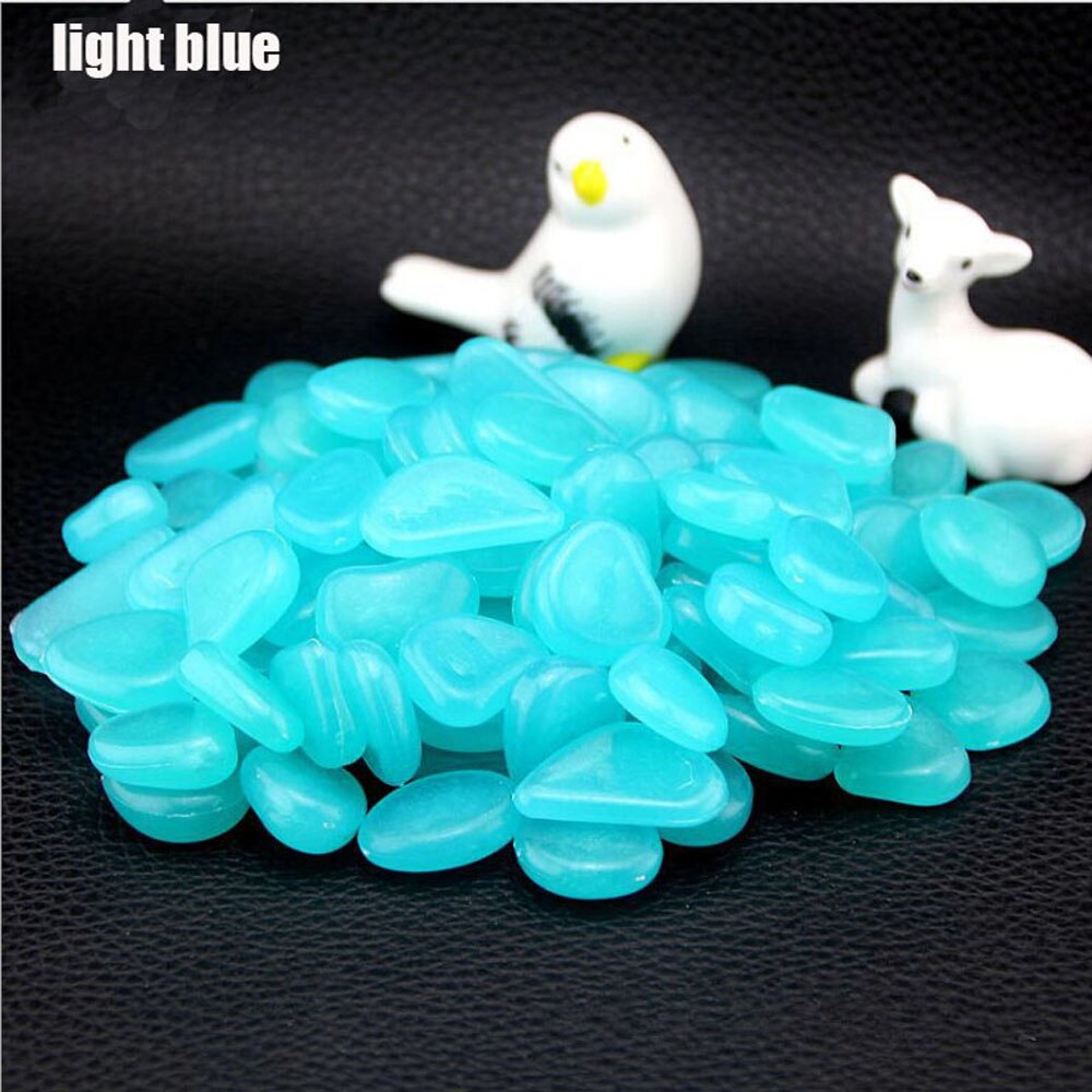 50Pcs Garden Pebbles Glow Stones Rocks for Walkways Garden Path Patio Lawn Garden Yard Decor Luminous Stones: light blue