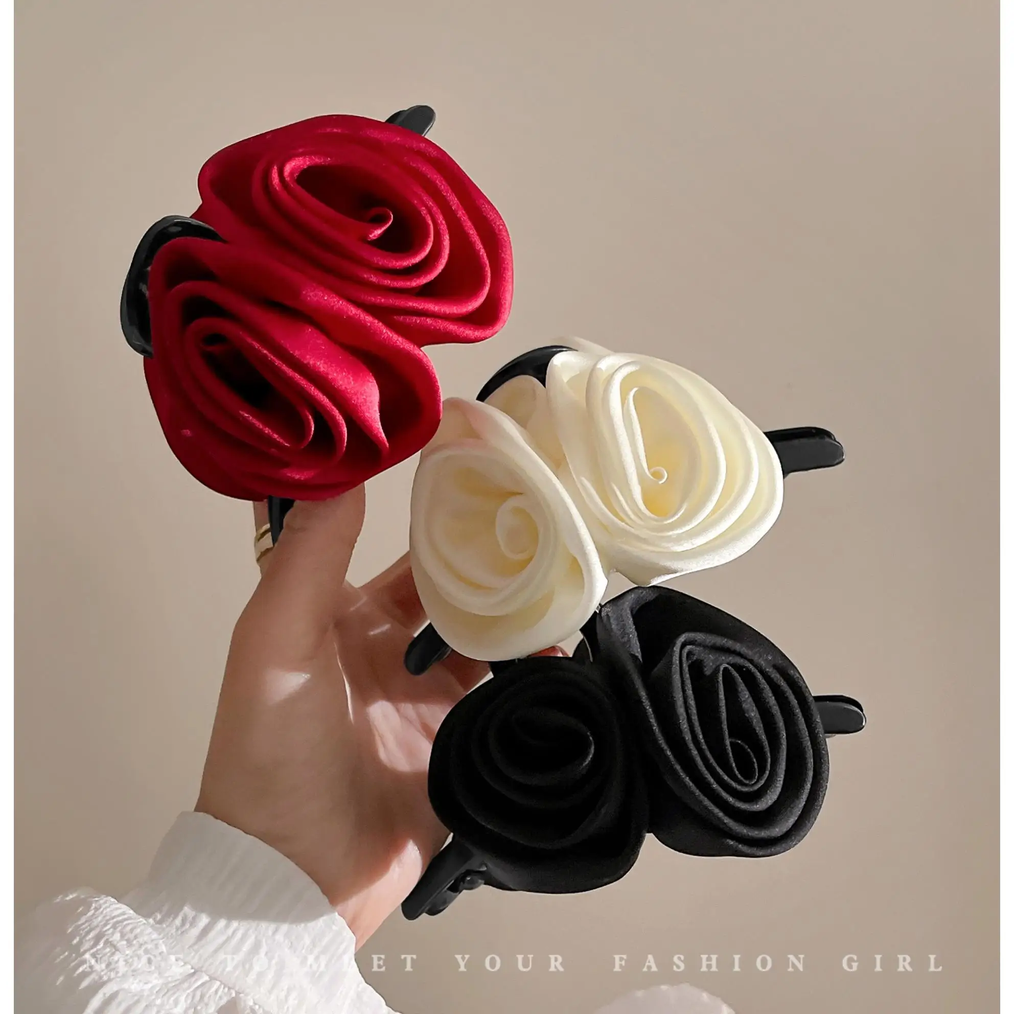 Pinzas en forma de garra para el pelo de rosa francesa, horquilla con temperamento, tocado de princesa para mujer, Clip de agarre a la , accesorios para cabello femenino