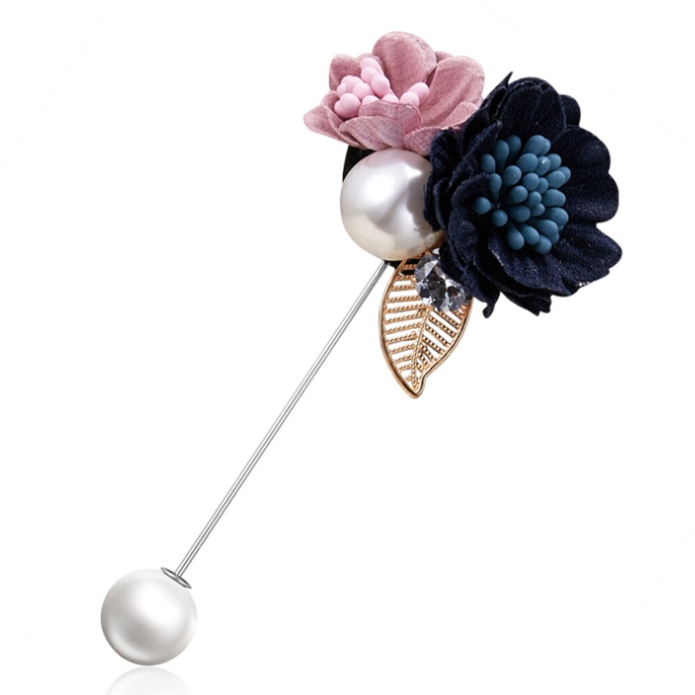 1 stycke dam tyg konst pärla tyg blomma brosch nål kofta skjorta sjal nål kappa badge smycken tillbehör: C