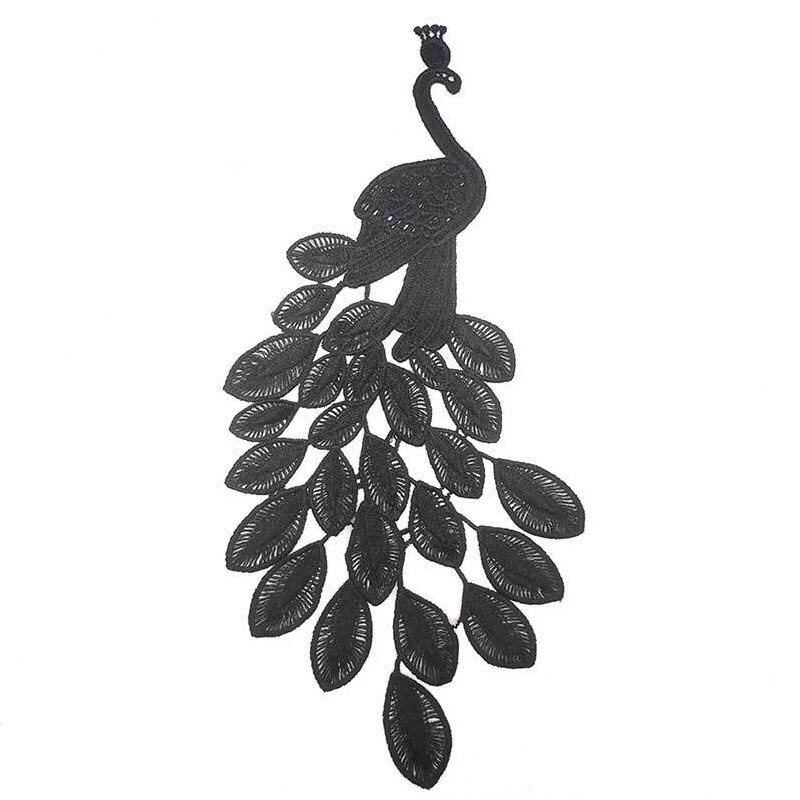 Fahion Water-soluble Lace Cloth Stickers Peacock Pattern Hollow Women Embroidery DIY Lace Accessories