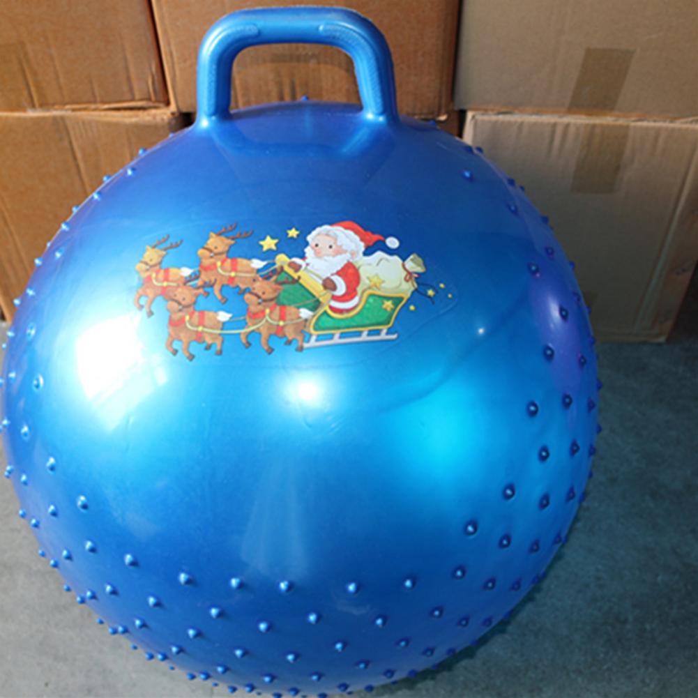 Christmas Theme Yoga Ball Lightweight Anti-slip PVC Handle Hopper Ball Anti-burst Inflatable PVC Hopper Ball
