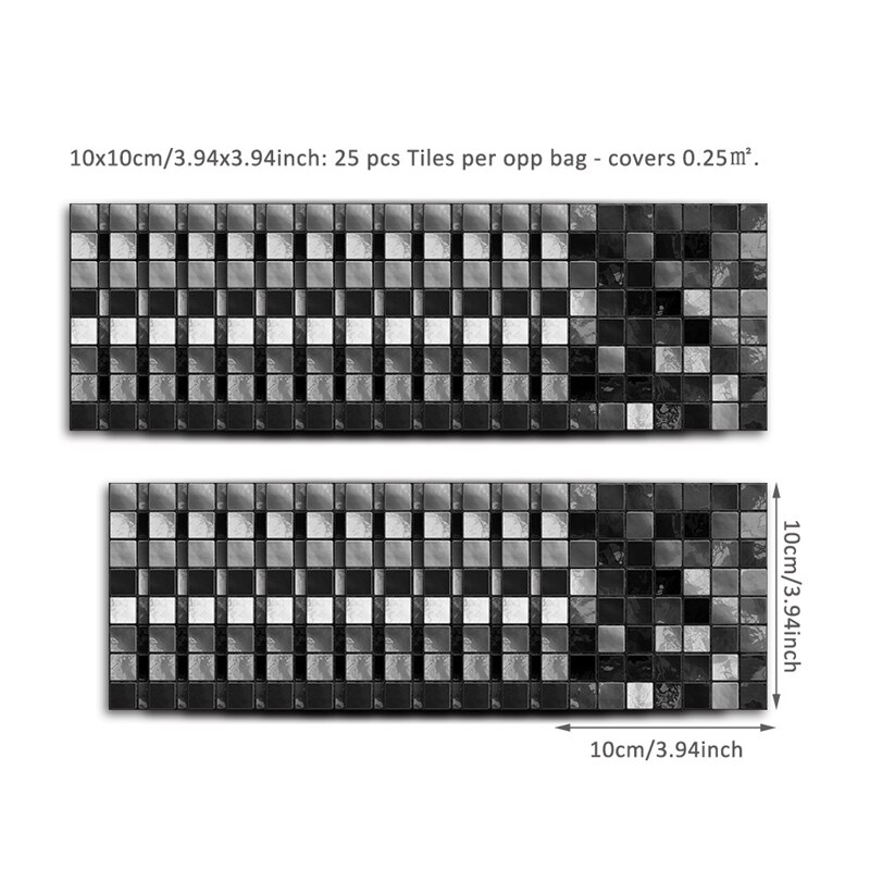 Autocollants muraux tendance 10 x 10cm en pvc, papier peint mosaïque, pour cuisine, carrelage imperméable, papier peint autocollant en vinyle plastique, salle de bain