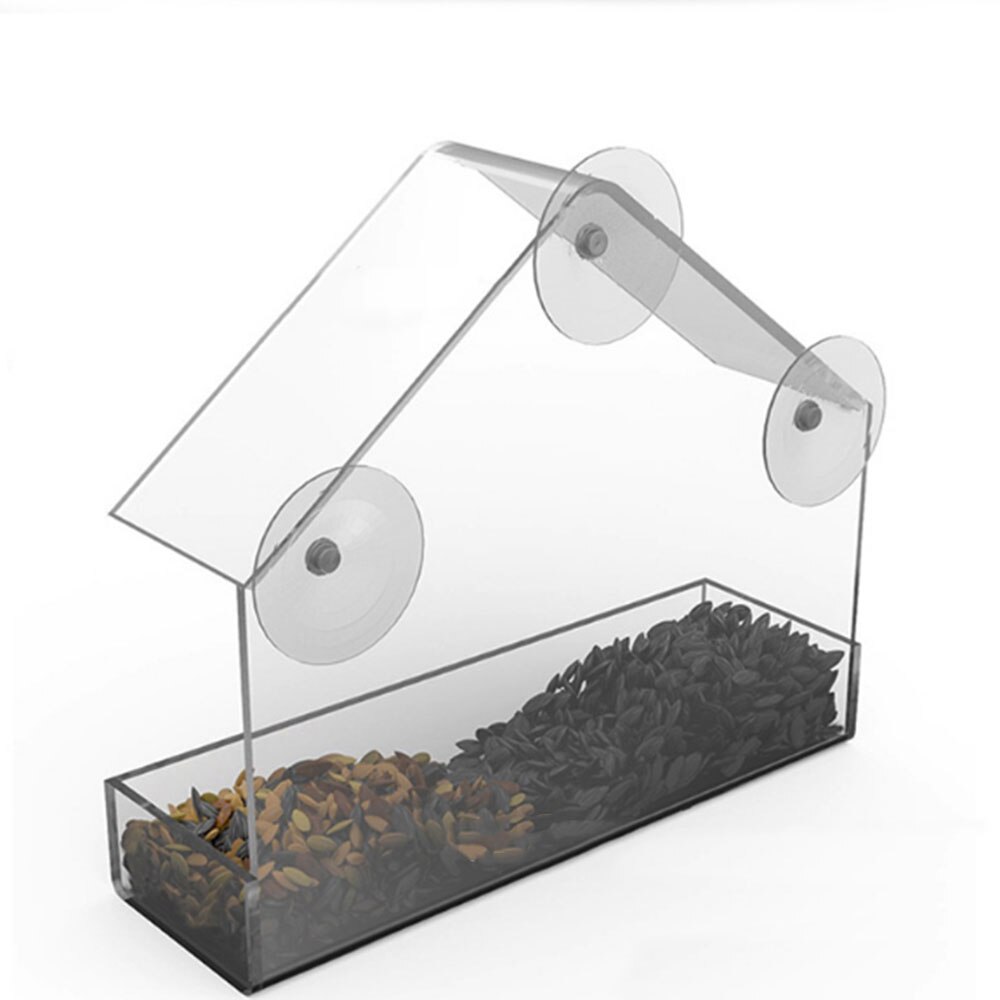 Economic Birdhouse Transparent Sucker Plastic Pet Bird Feeders Beautiful Bird Feeder Window Feed Gardens Foods