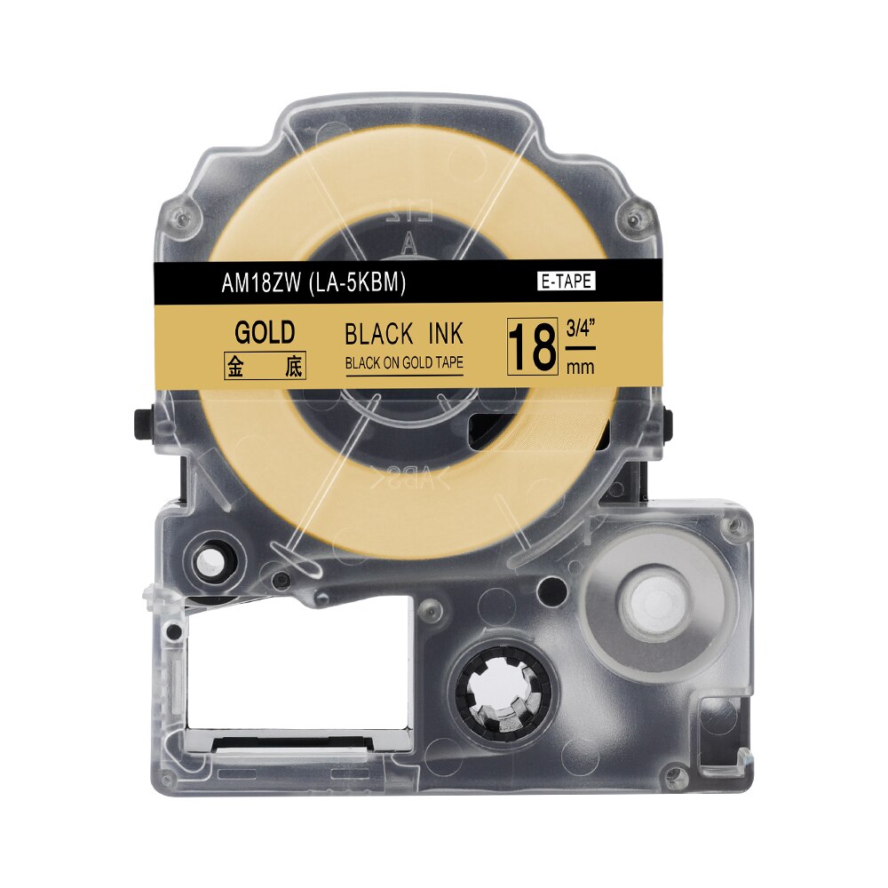 Fimax 1 pakke  ss18kw st18kw lc -5 tbn lc -5 wbn 18mm kompatibel til epson / king jim label maker cartridge label manager til lw -300: Sort på guld