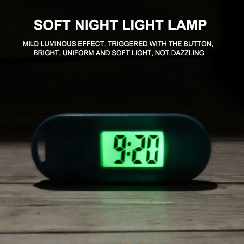 Mini horloge numérique de poche, silencieuse, lumineuse, Portable, affichage LCD, rétro-éclairé vert, pour étudiant, bibliothèque d'étude
