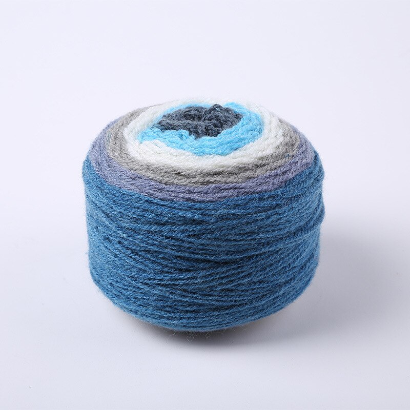 190g flerfarvet linned gradient håndstrikket farvet garn regnbuesweater sjal tørklæde hæklet tråd farve sofa garn bold: 4