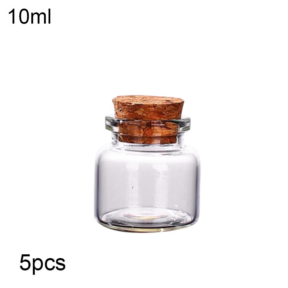 5Pcs 10/15/20/25/30/40/70ml Clear Cork Stopper Wishing Empty Glass Bottle Vials: 10ml