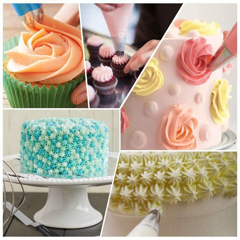 74Pcs Cake Decorating Tools Kit Baking Supplies Icing Tips Pastry Bags Smoother Piping Nozzles Cake Cup With Box
