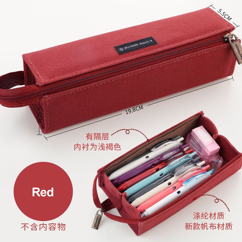 Japan Kokuyo etui vierkant grote opening kan worden uitgevouwen student leren etui grote capaciteit schoolbenodigdheden: Geel