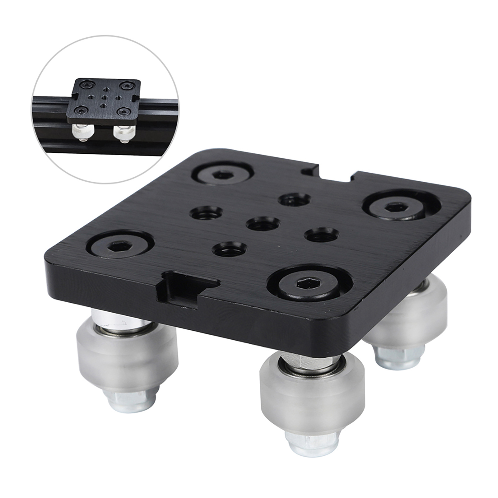 Mini V Gantry Rod Plate with Wheel for V-Groove Aluminum Profile Accessories Parts Set for CNC Kossel Nema 23 White Wheel