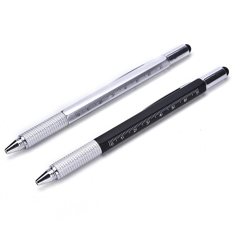 1 STKS Pocket 6 in 1 Multifunctionele Pen met Touchscreen Heerser Niveau Multi Hoofd Mini Schroevendraaier