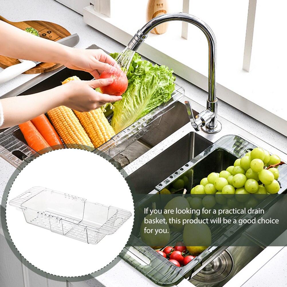 Plastic Draining Basket Food Cleaning Basket Retractable Vegetable Washing Basket