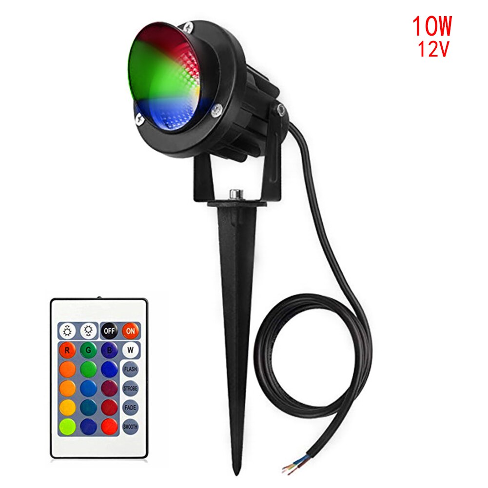 Utendørs ledet hage plenlys 10w landskapslampe pigg vanntett  ip65 ac110-240v dc12v kolbe rgb hage sti vei plen spotlights: Dc 12v ( rgb)