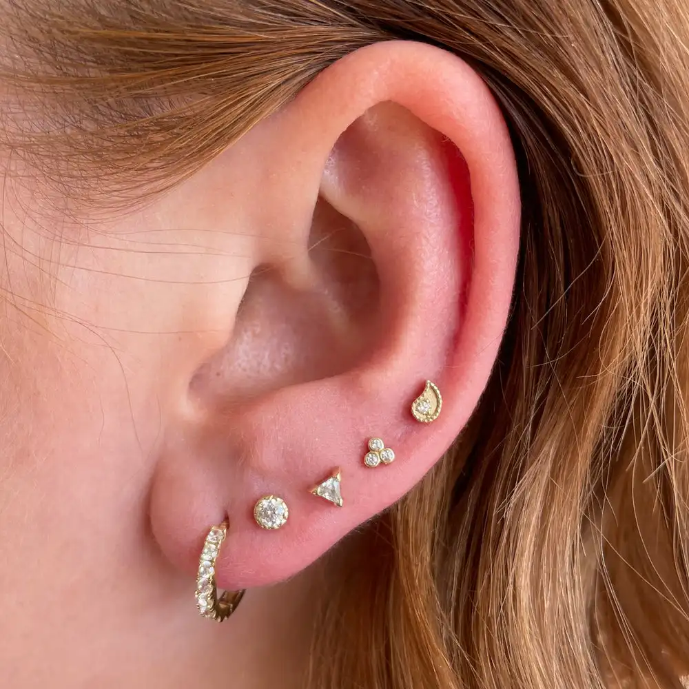 1PC 316 Stainless Steel Mini Zircon Cartilage Piercing Stud Earring For Women Helix Tragus Piercing women's Body Jewelry