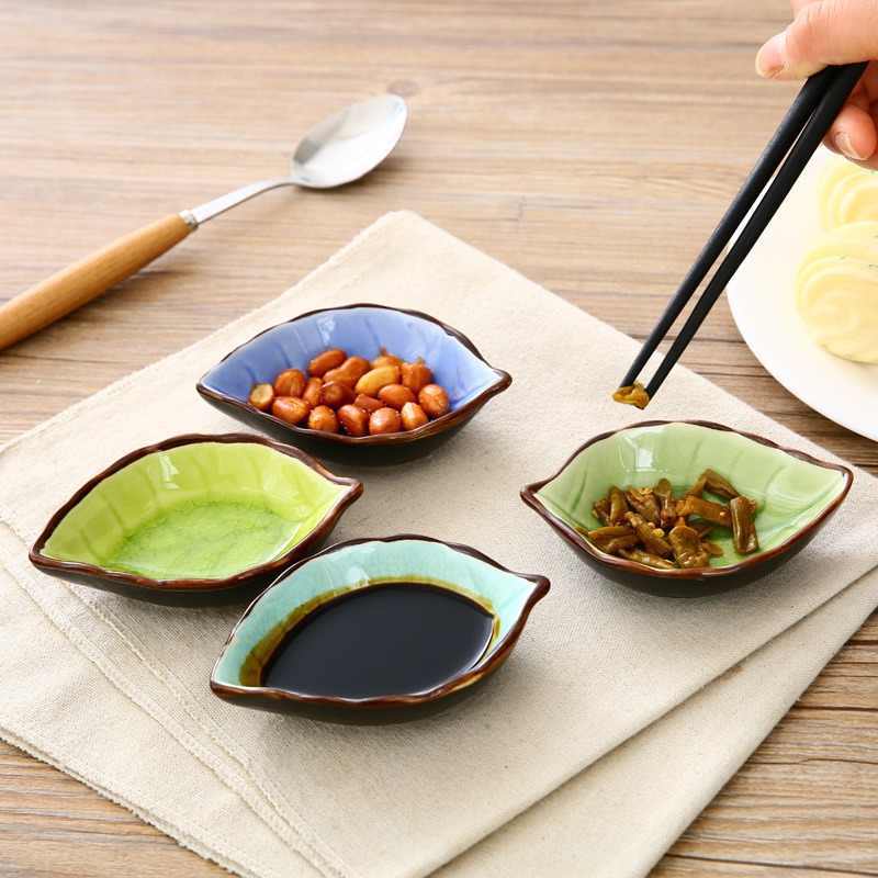 Bol de cuisine, outil de cuisine, plat , fissure de glace, feuille de glaçure, assaisonnement en céramique, Sauce soja, vinaigre, petites assiettes 10x7.5x3cm