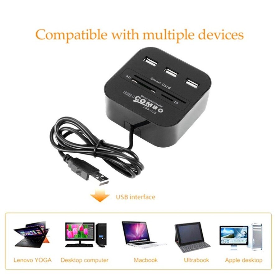 All In 1 Usb Sim Smart Kaartlezer Voor Bankkaart Ic/Id Emv Sd Tf 3USB Hub Mmc USB-CCID Iso 7816 Cacdnieatm Ic Simsdtf