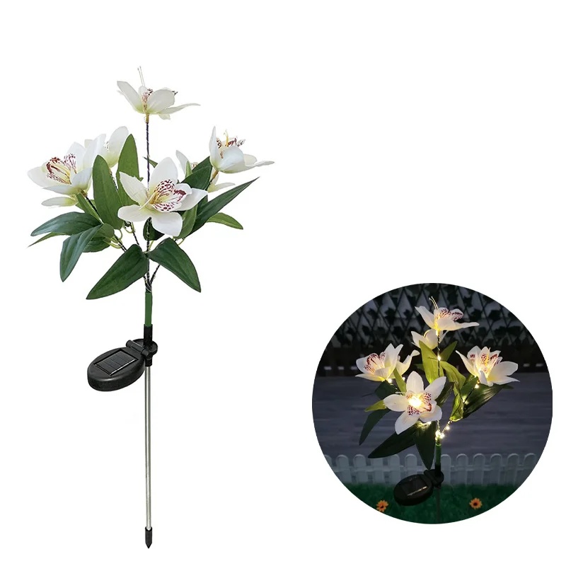 Utendørs solcelledrevne hagelamper 7 hoder solcelledrevne blomsterlamper til hage, plen, utendørs solcelledrevne hagelamper, stakelys: Gylden gul