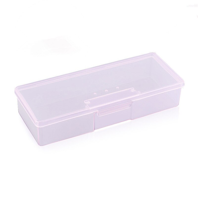 1pcs Empty Plastic Rectangle Storage Box For Nail Tool Drill Bit Tweezer Brush Pen Files Makeup Case Display Container organizer: pink