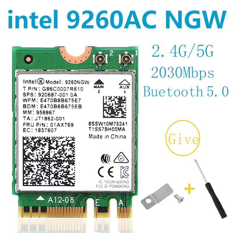 Wireless network card AX210 tri band 5374M Bluetooth5.2 supports 6G AX200 AC9260 8265 8260 7265 7260 3168 3165 3160 WI-FI card: Intel 9260AC NGW