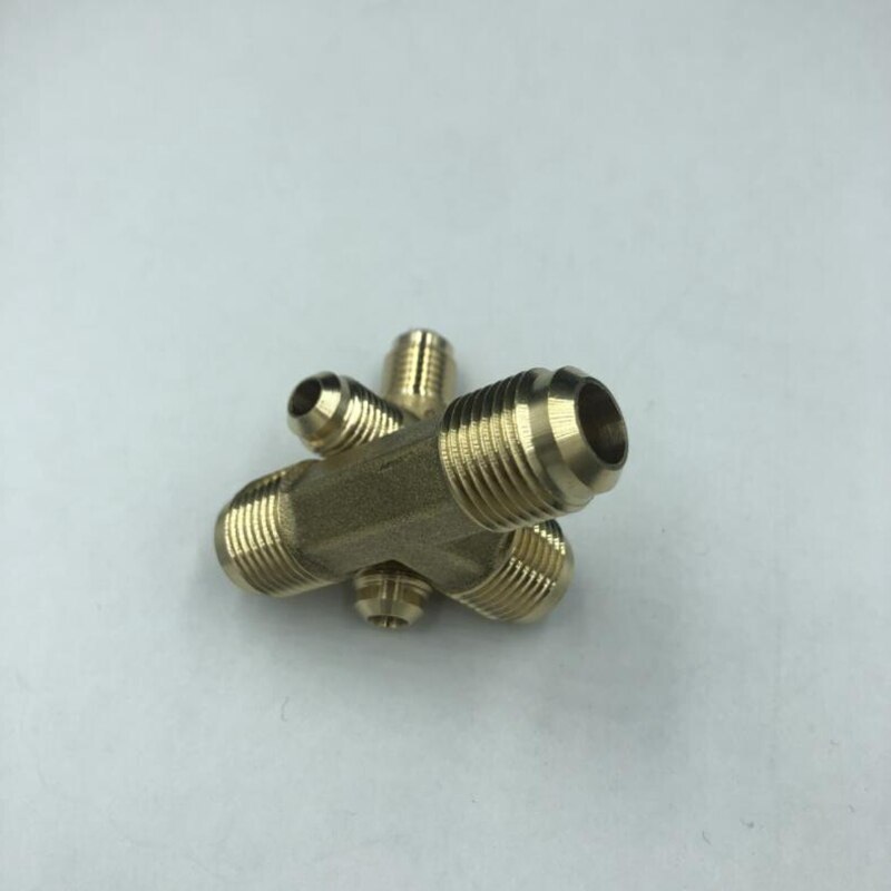 Mosiężny klimatyzator trójnik kuty gwint imperialny z męskiego na męskie 3 sposoby równy migotać rura łącząca adapter montażowy